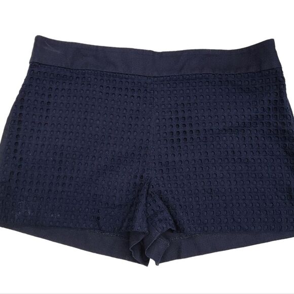 J Crew Navy Blue Basket Weave Shorts Womens size 14 - Picture 1 of 5